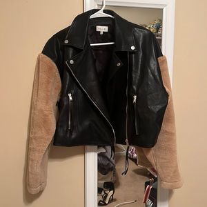 Faux fur faux leather jacket